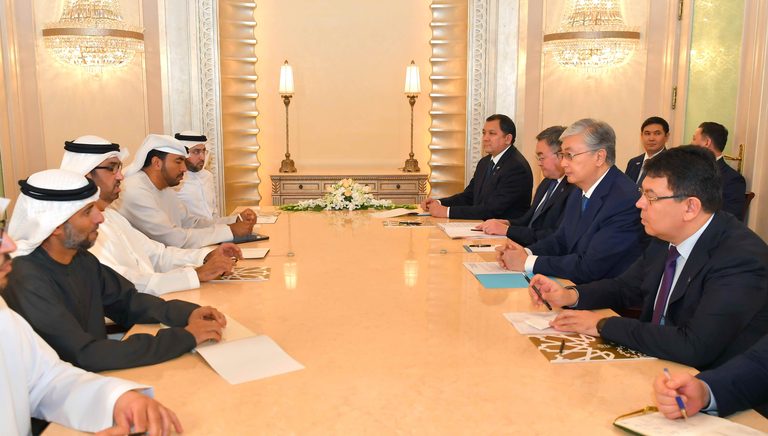 Касым-Жомарт Токаев встретился с генеральным директором «Abu Dhabi National Oil Company» Султаном Ахмед Аль-Джабером